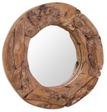 vidaXL Decoratieve spiegel rond 60 cm teakhout