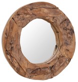 vidaXL Decoratieve spiegel rond 60 cm teakhout