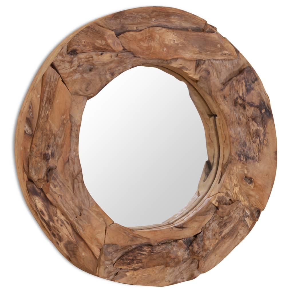 vidaXL Decoratieve spiegel rond 60 cm teakhout