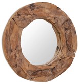 vidaXL Decoratieve spiegel rond 60 cm teakhout