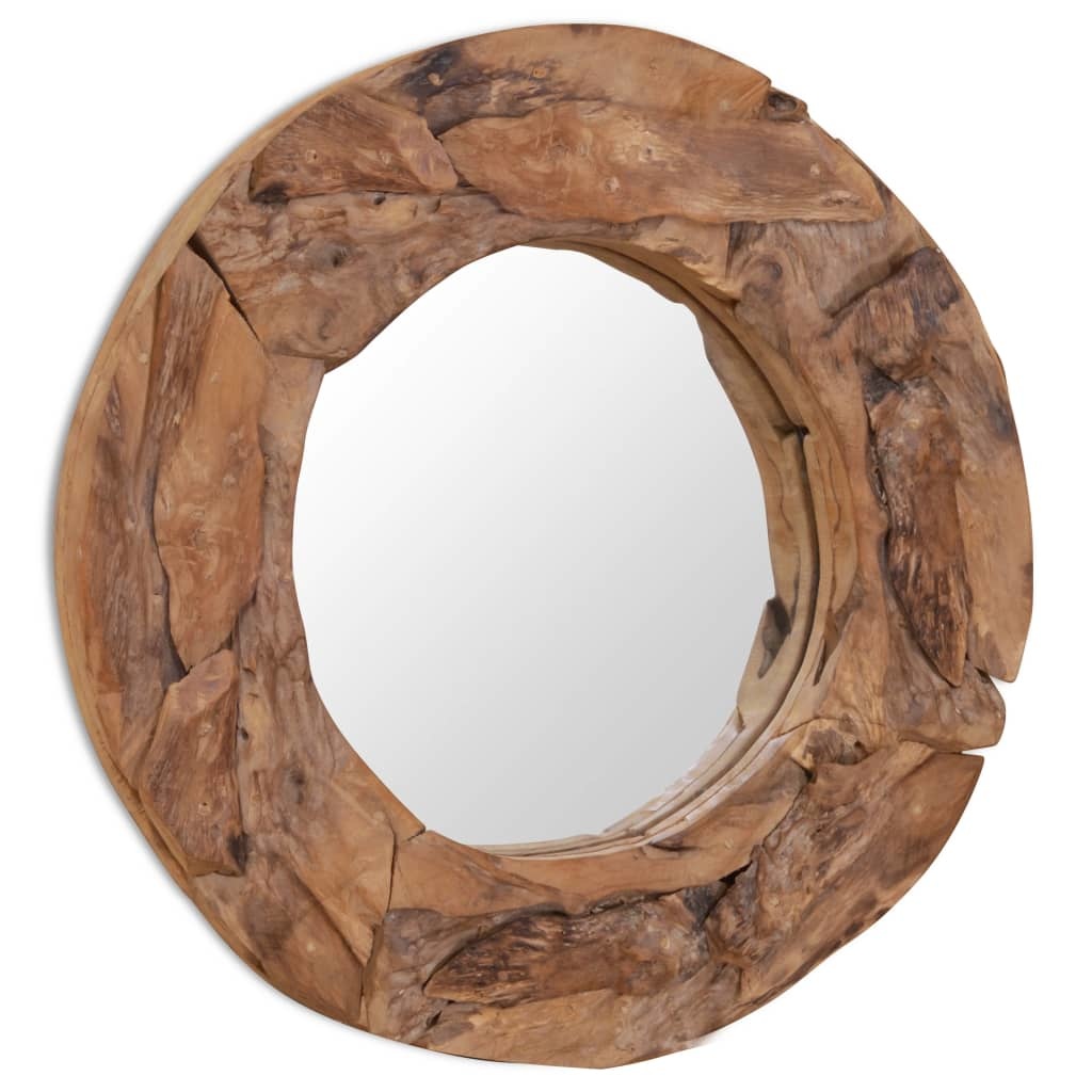 vidaXL Decoratieve spiegel rond 60 cm teakhout