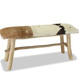 VidaXL Bankje echt leer teakhout