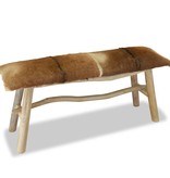 VidaXL Bankje echt leer teakhout