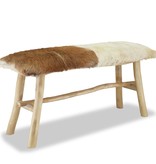 VidaXL Bankje echt leer teakhout