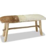 VidaXL Bankje echt leer teakhout