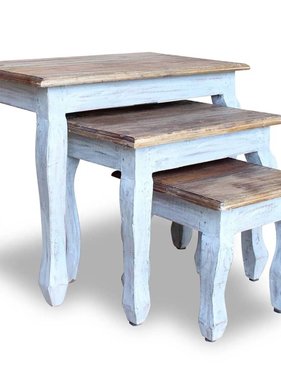 VidaXL 3-delige Tafeltjesset massief gerecycled hout