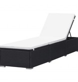 VidaXL Ligbedden met kussens 2 st poly rattan zwart