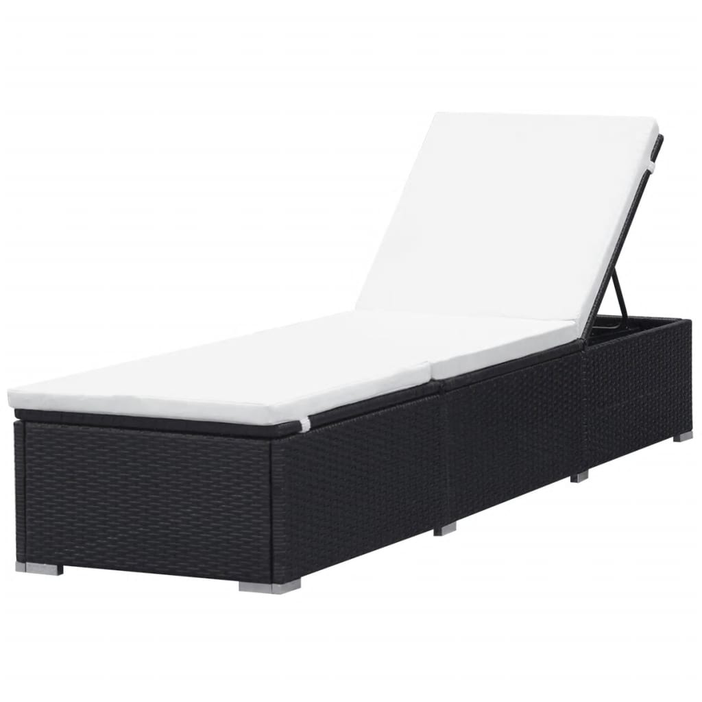 VidaXL Ligbedden met kussens 2 st poly rattan zwart