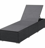 VidaXL Ligbedden met kussens 2 st poly rattan zwart
