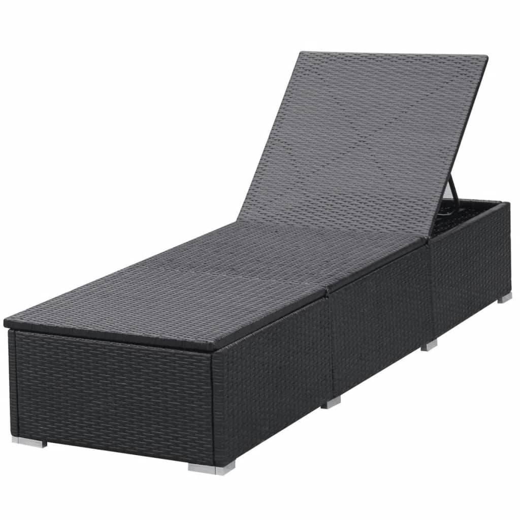 VidaXL Ligbedden met kussens 2 st poly rattan zwart