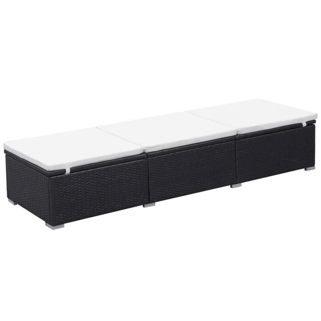 VidaXL Ligbedden met kussens 2 st poly rattan zwart