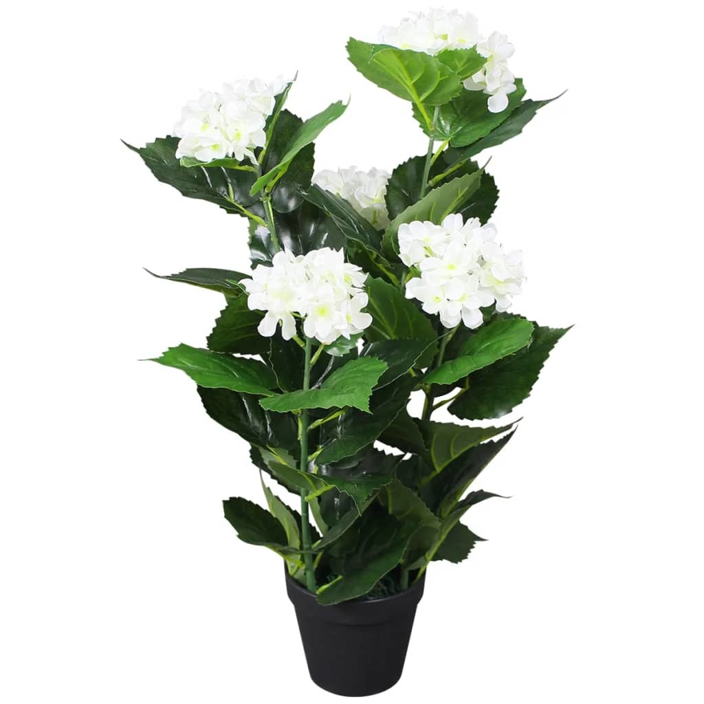 vidaXL Kunst hortensia plant met pot 60 cm wit