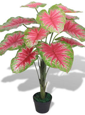 VidaXL Kunst caladium plant met pot 70 cm groen en rood