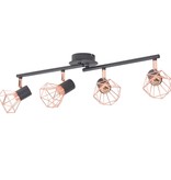 vidaXL Plafondlamp met 4 spotlights E14 zwart en koper