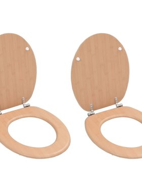 VidaXL Toiletbrillen 2 st met deksels bamboeontwerp MDF