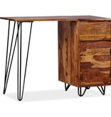VidaXL Schrijftafel met 1 lade en 1 kastje massief sheeshamhout