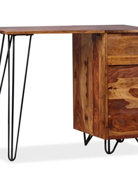 VidaXL Schrijftafel met 1 lade en 1 kastje massief sheeshamhout