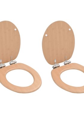 VidaXL Toiletbrillen 2 st met soft-close deksels MDF bamboeontwerp