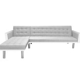 VidaXL Hoekslaapbank stof 218x155x69 cm wit en grijs