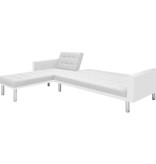 VidaXL Hoekslaapbank stof 218x155x69 cm wit en grijs