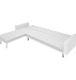 VidaXL Hoekslaapbank stof 218x155x69 cm wit en grijs