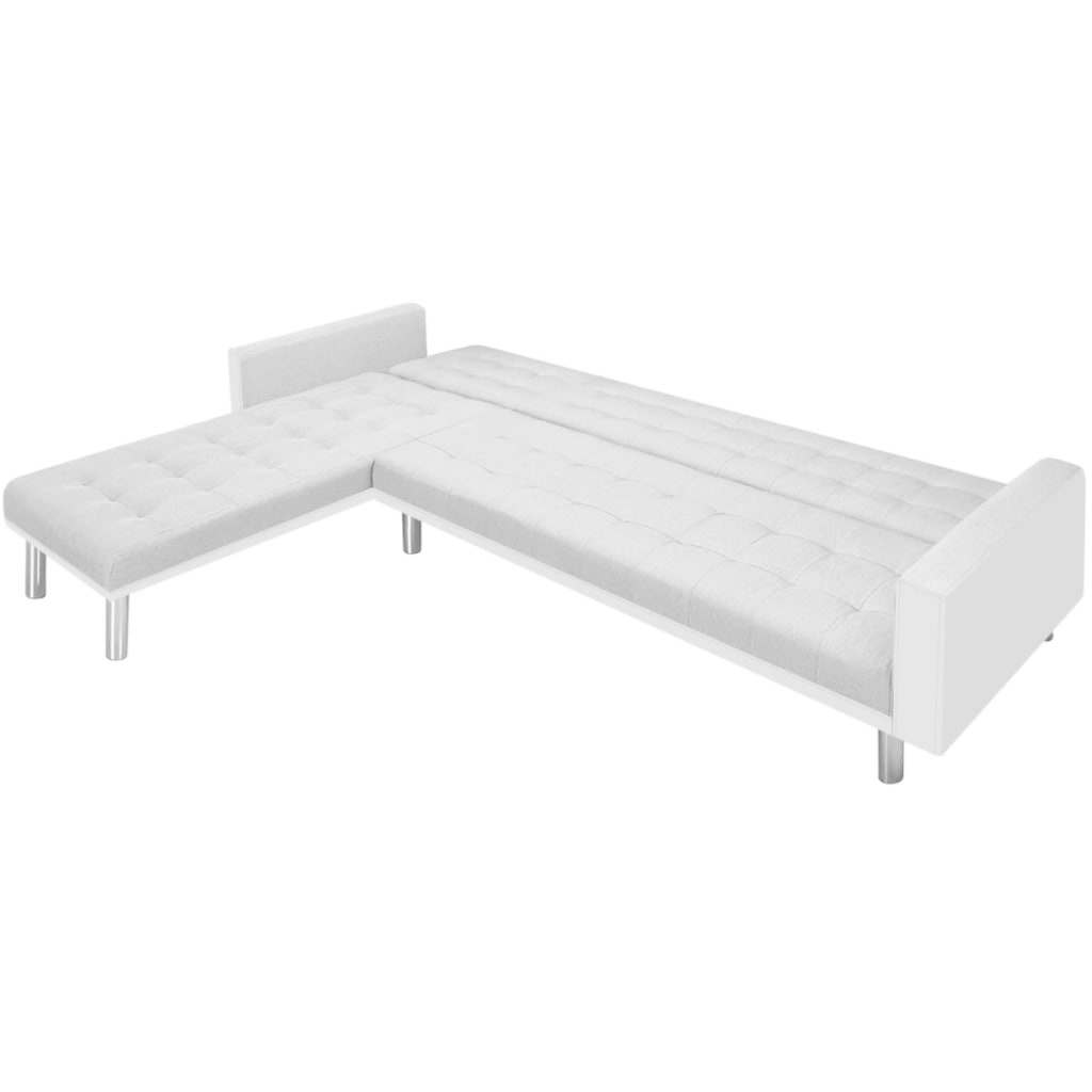 vidaXL Hoekslaapbank stof 218x155x69 cm wit en grijs