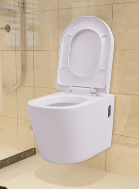 vidaXL Hangend toilet keramiek wit