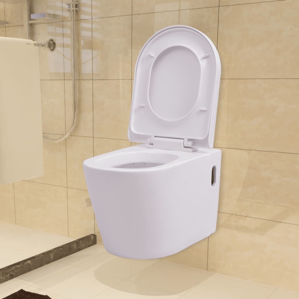 vidaXL Hangend toilet keramiek wit