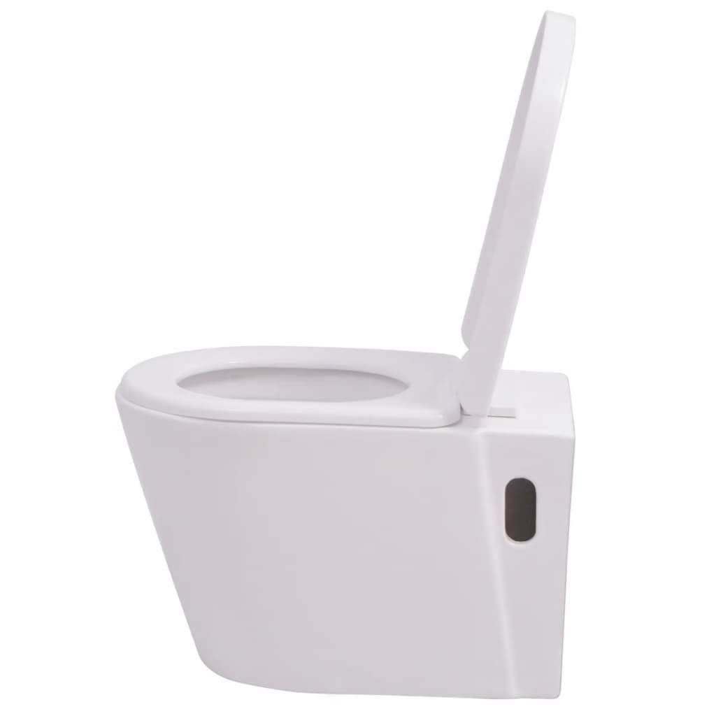 VidaXL Hangend toilet keramiek wit