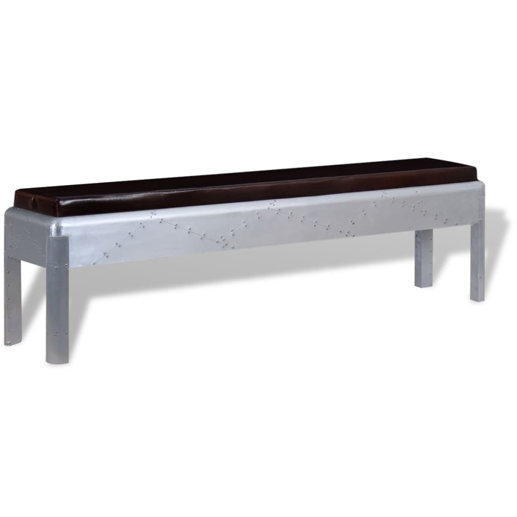 VidaXL Aviator bankje echt leer 160x32x45 cm
