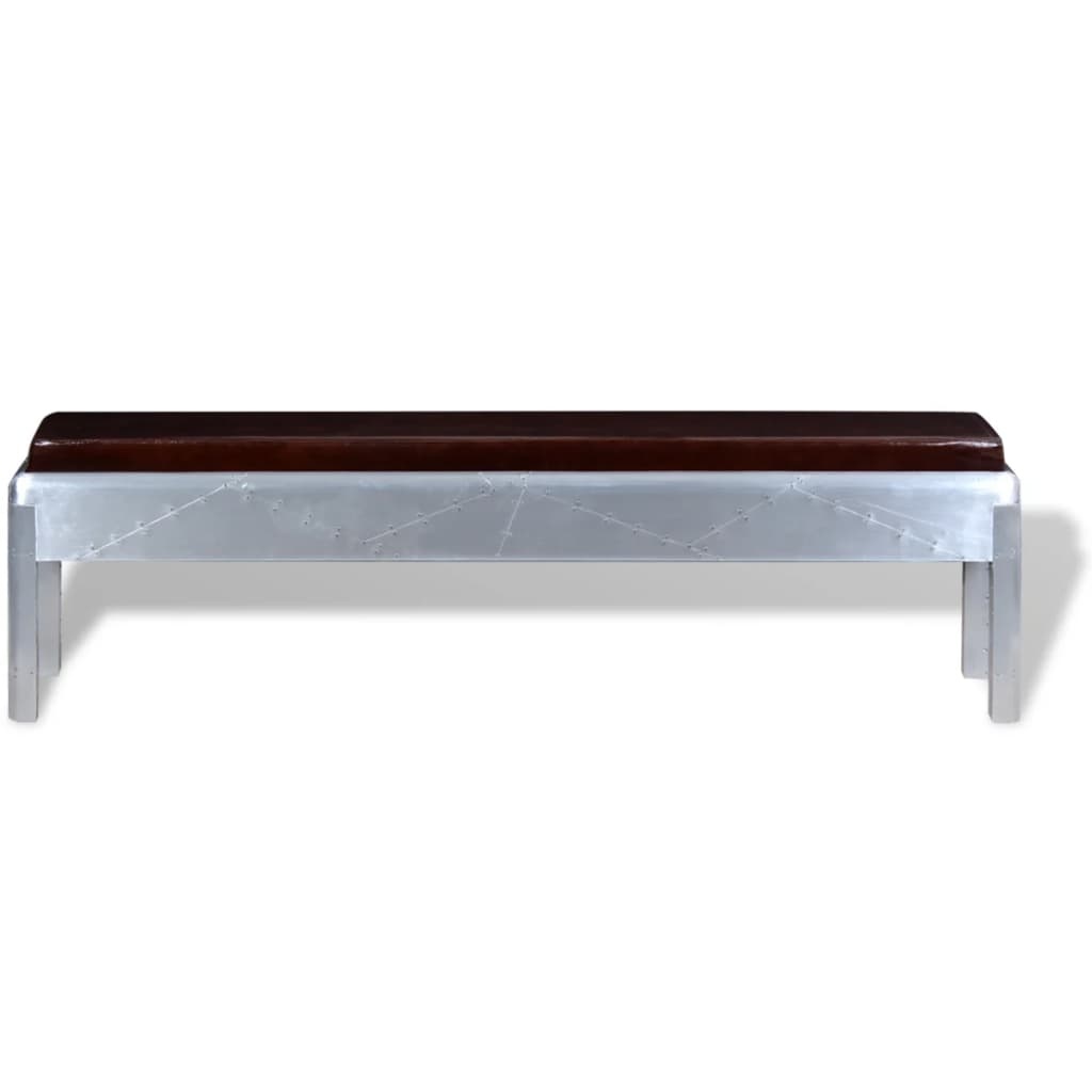 VidaXL Aviator bankje echt leer 160x32x45 cm