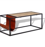 vidaXL Salontafel met echt lederen tijdschriftenhouder 110x50x45 cm