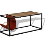 vidaXL Salontafel met echt lederen tijdschriftenhouder 110x50x45 cm