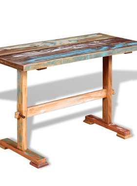 vidaXL Eettafel op voet massief gerecycled hout 120x58x78 cm