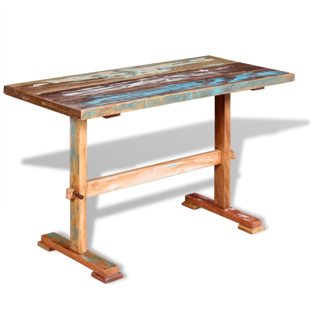 VidaXL Eettafel op voet massief gerecycled hout 120x58x78 cm