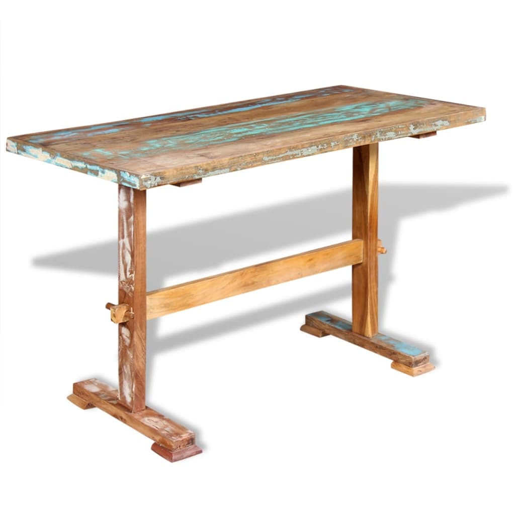VidaXL Eettafel op voet massief gerecycled hout 120x58x78 cm