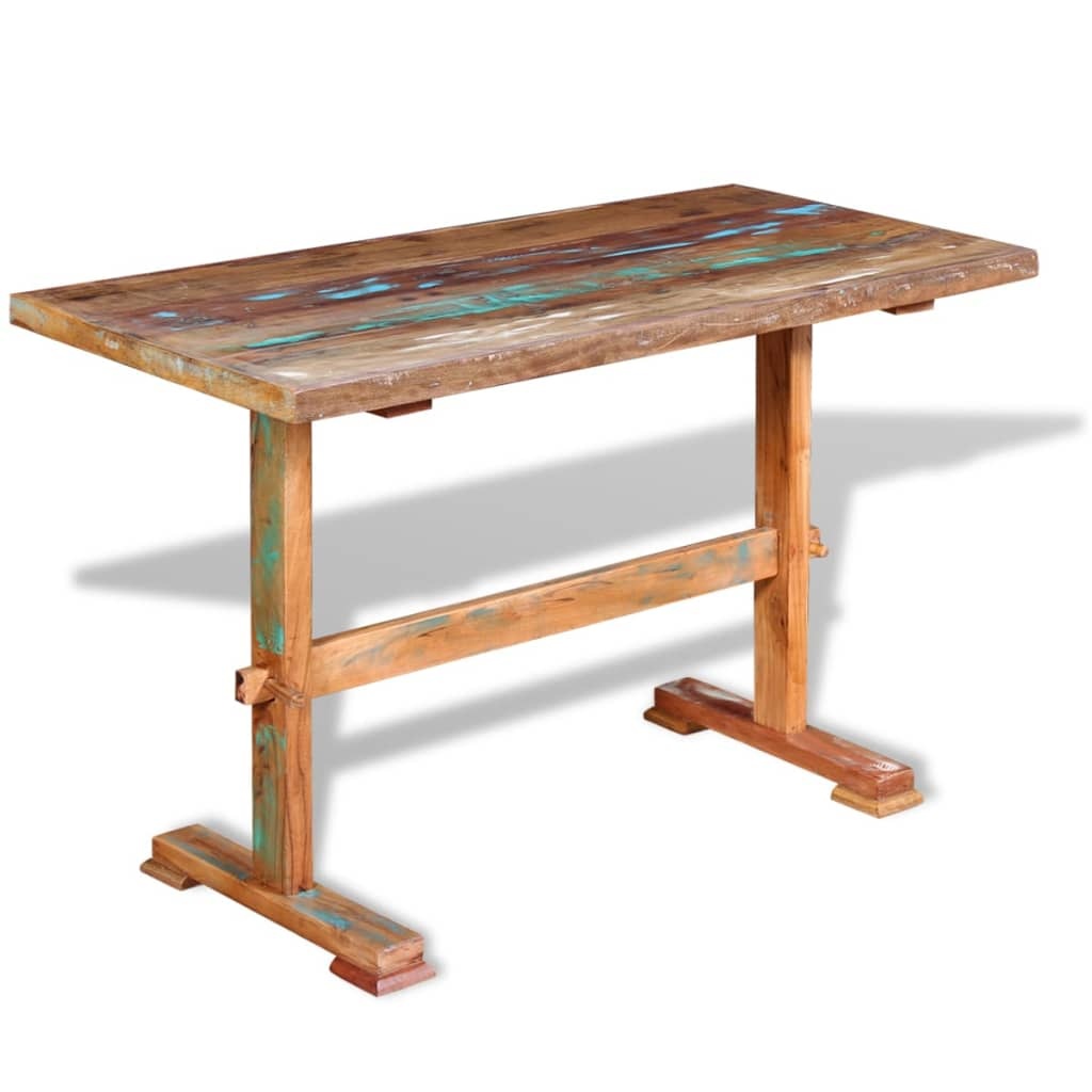 VidaXL Eettafel op voet massief gerecycled hout 120x58x78 cm
