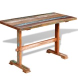 vidaXL Eettafel op voet massief gerecycled hout 120x58x78 cm