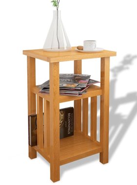 VidaXL Bijzettafel met tijdschrifthouder 27x35x55 cm massief eikenhout