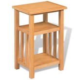 VidaXL Bijzettafel met tijdschrifthouder 27x35x55 cm massief eikenhout