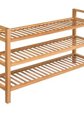 vidaXL Schoenenrek met 3 schappen 100x27x59,5 cm massief eikenhout