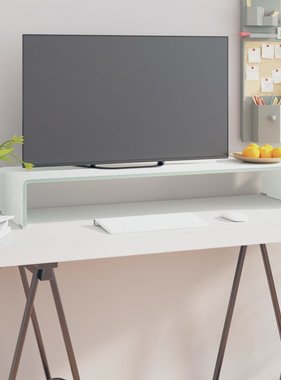 VidaXL Tv-meubel/monitorverhoger wit 90x30x13 cm glas