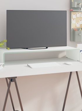 VidaXL Tv-meubel/monitorverhoger wit 80x30x13 cm glas