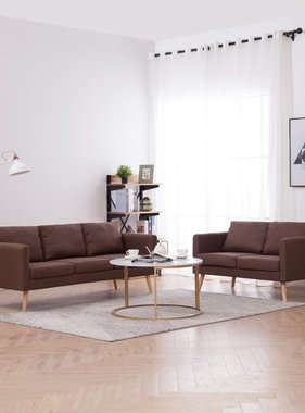 VidaXL 2-delig Bankstel stof bruin
