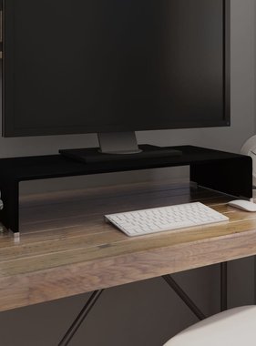 VidaXL Tv-meubel/monitorverhoger zwart 70x30x13 cm glas