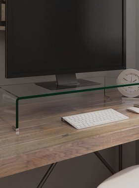 VidaXL Tv-meubel/monitorverhoger transparant 70x30x13 cm glas