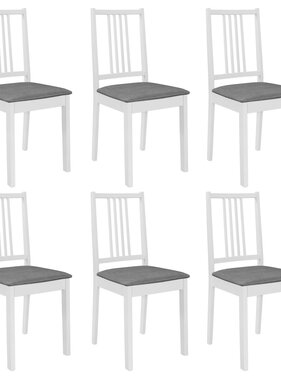 VidaXL Eetkamerstoelen met kussens 6 st massief hout wit
