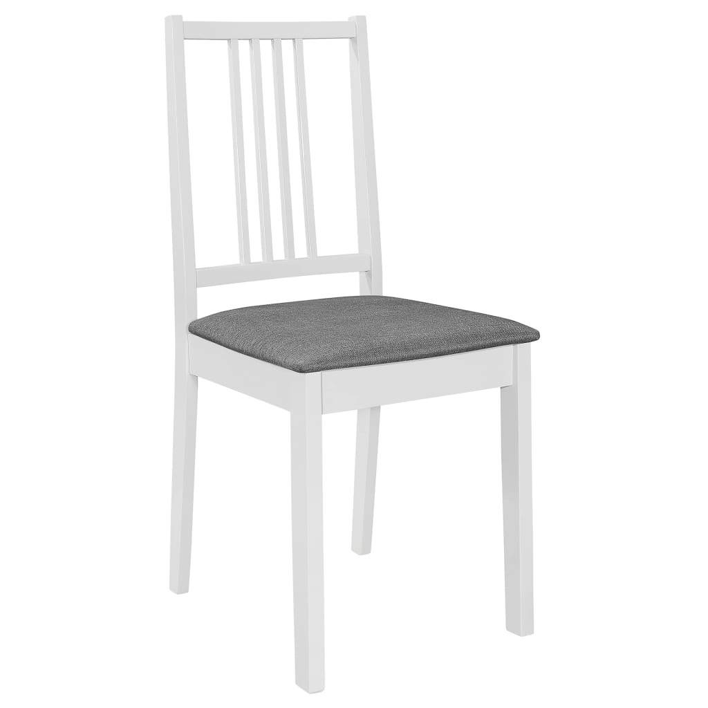 VidaXL Eetkamerstoelen met kussens 6 st massief hout wit