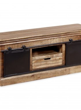 vidaXL Tv-meubel met 2 schuifdeuren 110x30x45 cm massief mangohout