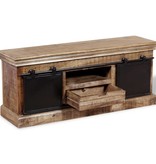 vidaXL Tv-meubel met 2 schuifdeuren 110x30x45 cm massief mangohout